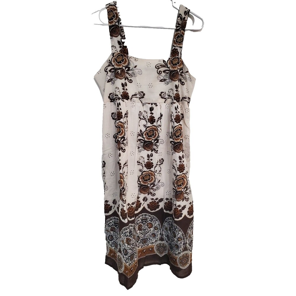 CHAUDRY KC WHITE AND BROWN SUNDRESS SIZE MED